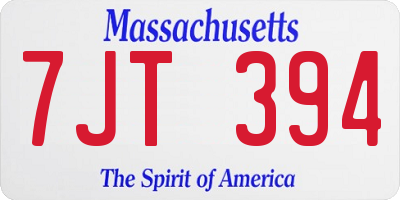 MA license plate 7JT394