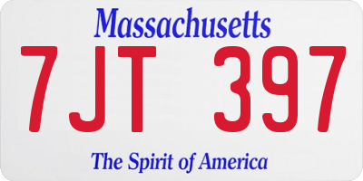 MA license plate 7JT397