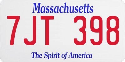 MA license plate 7JT398