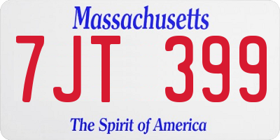 MA license plate 7JT399