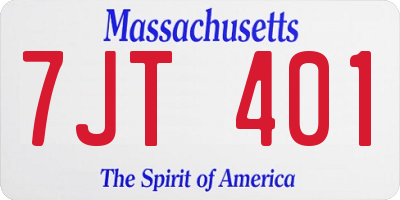 MA license plate 7JT401