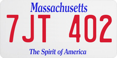 MA license plate 7JT402