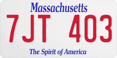 MA license plate 7JT403