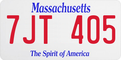 MA license plate 7JT405