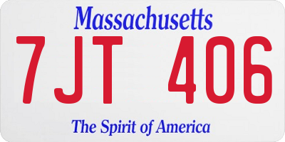 MA license plate 7JT406