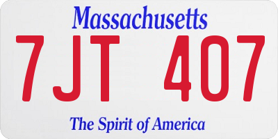 MA license plate 7JT407