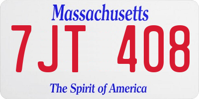 MA license plate 7JT408