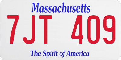 MA license plate 7JT409