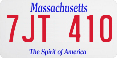 MA license plate 7JT410