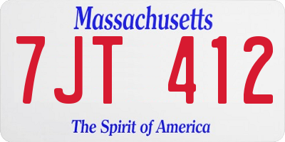 MA license plate 7JT412