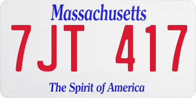 MA license plate 7JT417