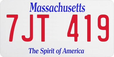 MA license plate 7JT419