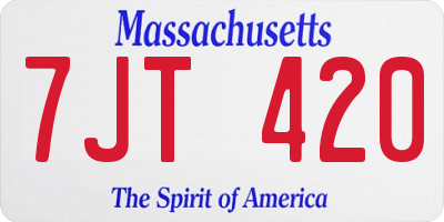 MA license plate 7JT420