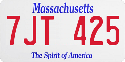 MA license plate 7JT425