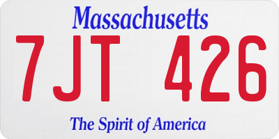 MA license plate 7JT426