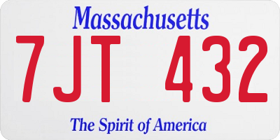 MA license plate 7JT432