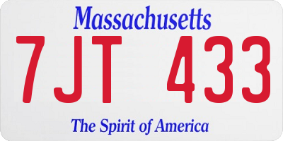 MA license plate 7JT433