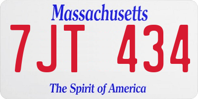 MA license plate 7JT434
