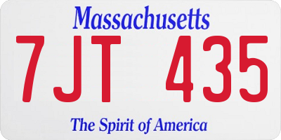 MA license plate 7JT435
