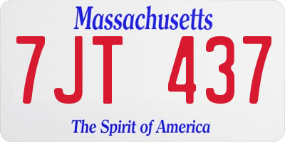 MA license plate 7JT437