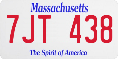 MA license plate 7JT438