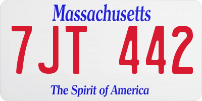 MA license plate 7JT442