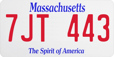 MA license plate 7JT443
