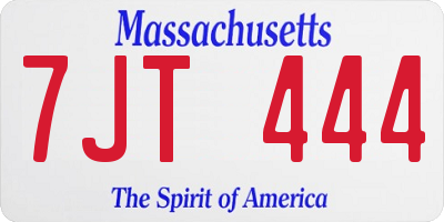 MA license plate 7JT444