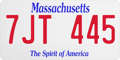 MA license plate 7JT445