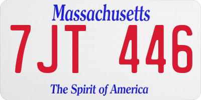 MA license plate 7JT446