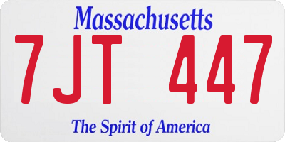 MA license plate 7JT447