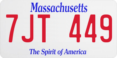 MA license plate 7JT449