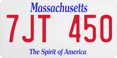 MA license plate 7JT450