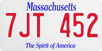 MA license plate 7JT452