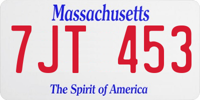 MA license plate 7JT453