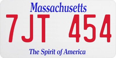 MA license plate 7JT454