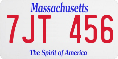 MA license plate 7JT456