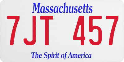 MA license plate 7JT457