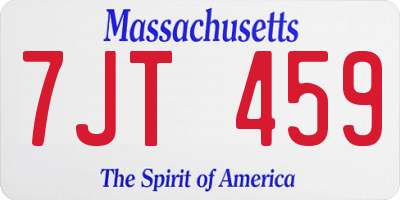 MA license plate 7JT459
