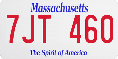 MA license plate 7JT460