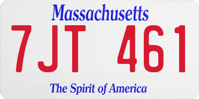 MA license plate 7JT461