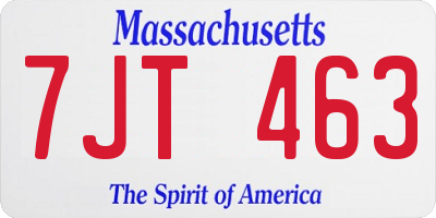 MA license plate 7JT463
