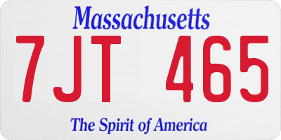 MA license plate 7JT465