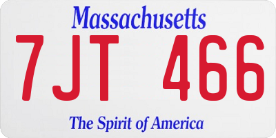 MA license plate 7JT466