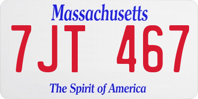 MA license plate 7JT467
