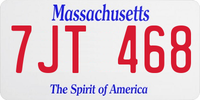 MA license plate 7JT468