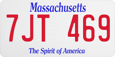 MA license plate 7JT469