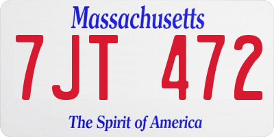 MA license plate 7JT472