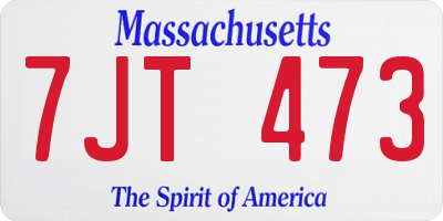 MA license plate 7JT473