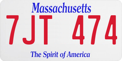 MA license plate 7JT474